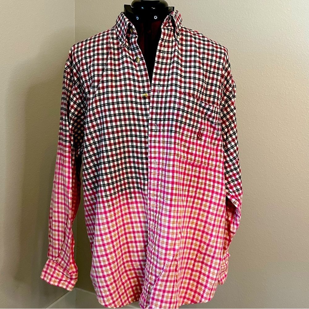 Nautica Bleach Dipped Flannel Nautica (Men’s Large) Grunge, Eclectic Grandpa, Co